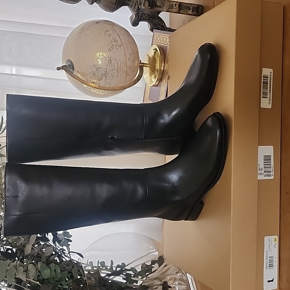Vince Martel Black Leather Knee High Boots